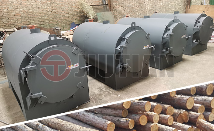 What is the general output of wood carbonization equipment?