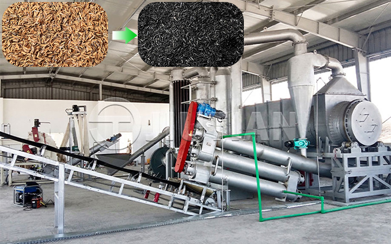 Rice husk charcoal for sewage treatment
