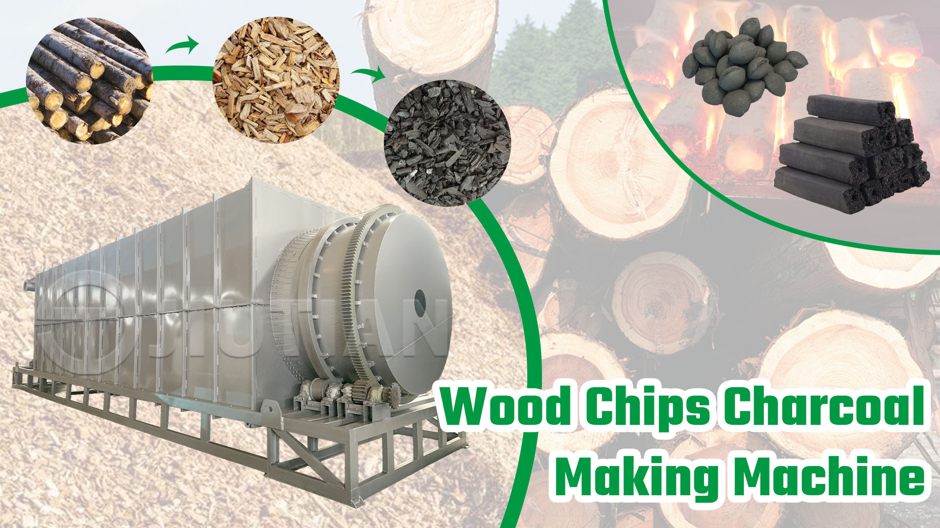 How does the sawdust carbonizer operate efficiently?